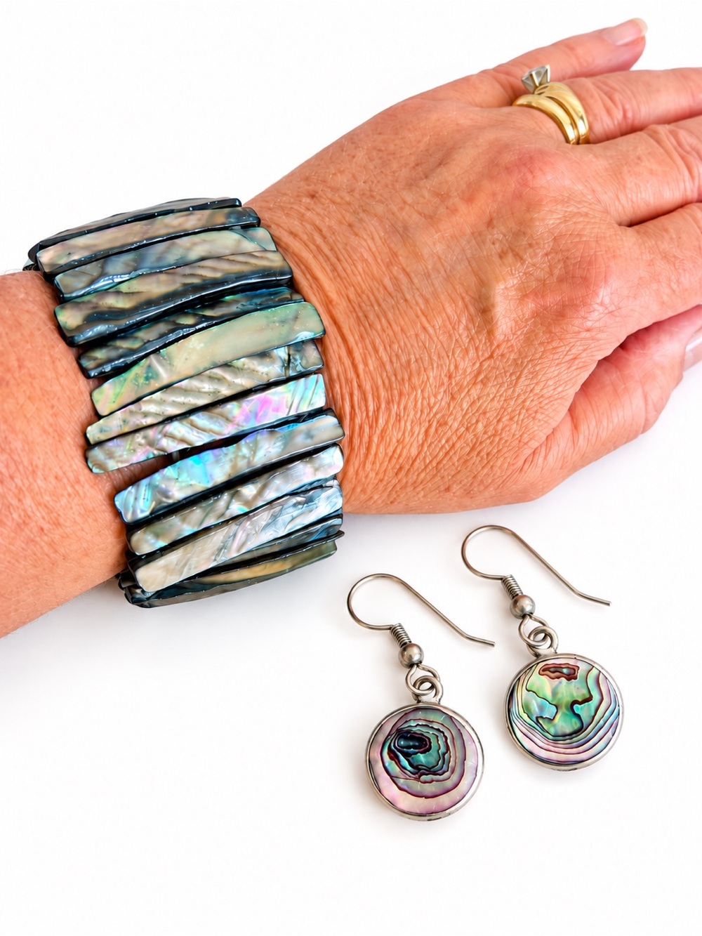 Abalone Shell Statement Bracelet & Mexico Earrings | 2-Piece Set